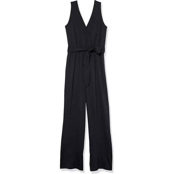 👗 The Drop M Sleeveless Wrap Jumpsuit Black Stretch Knit @caralynmirand - Picture 3 of 6